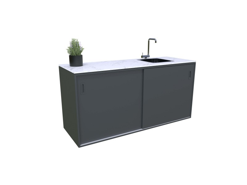 Modulare Outdoor Küche - Element mit Spüle auf der rechten Seite, Anthrazit