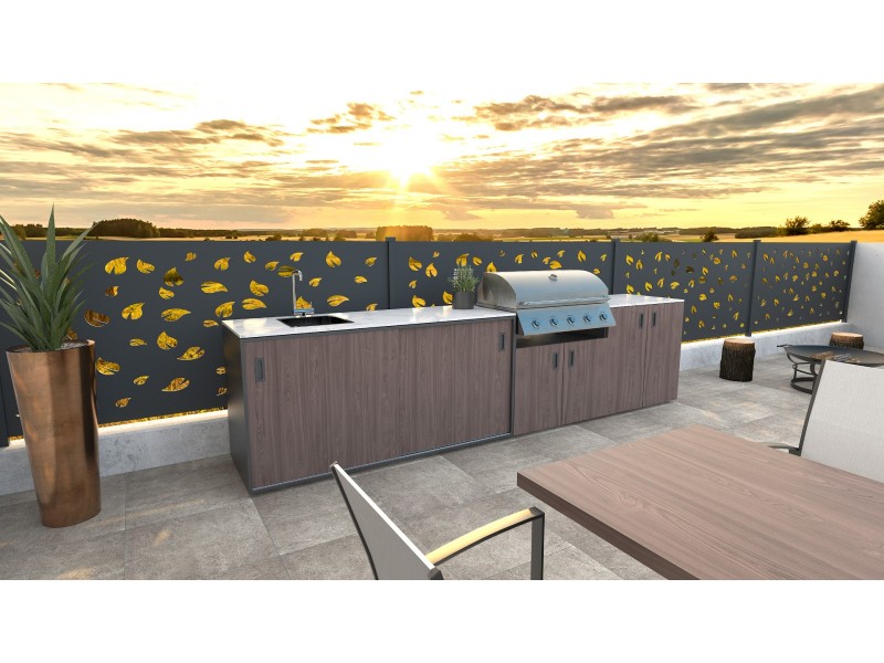 Modulare Outdoor Küche - Grillelement, Holzdekor - amerikanische Walnuss