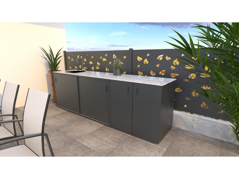 Modulare Outdoor Küche - Element mit Spüle, Anthrazit