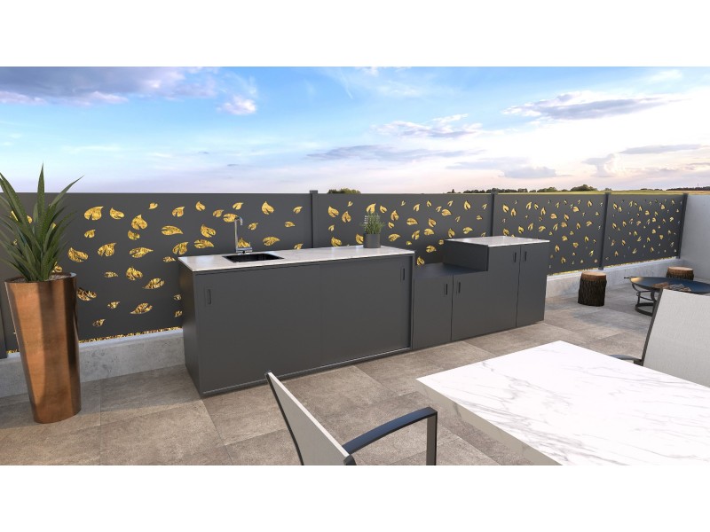 Modulare Outdoor Küche - Element mit Spüle, Anthrazit