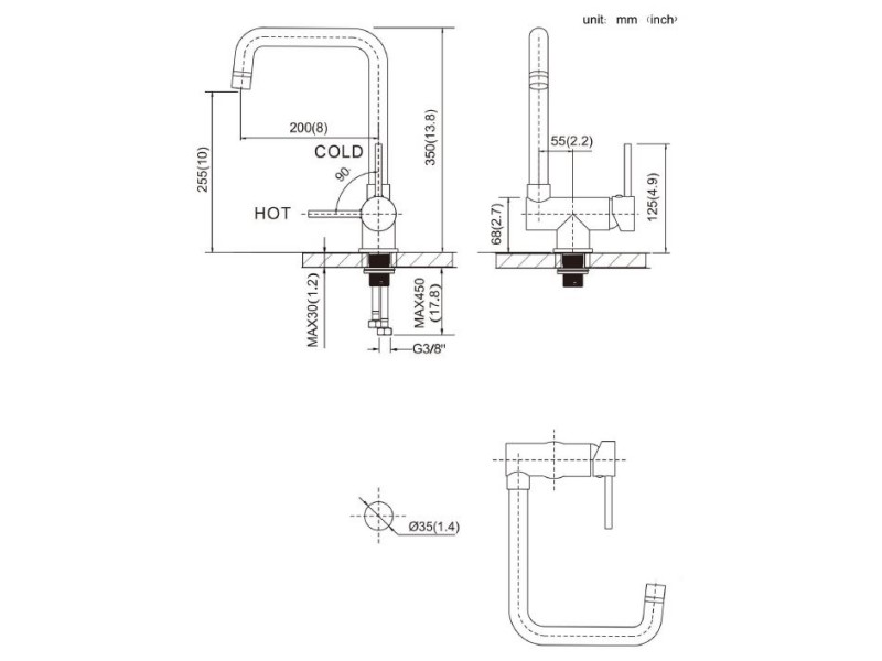 Enoročna preklopna kuhinjska armatura