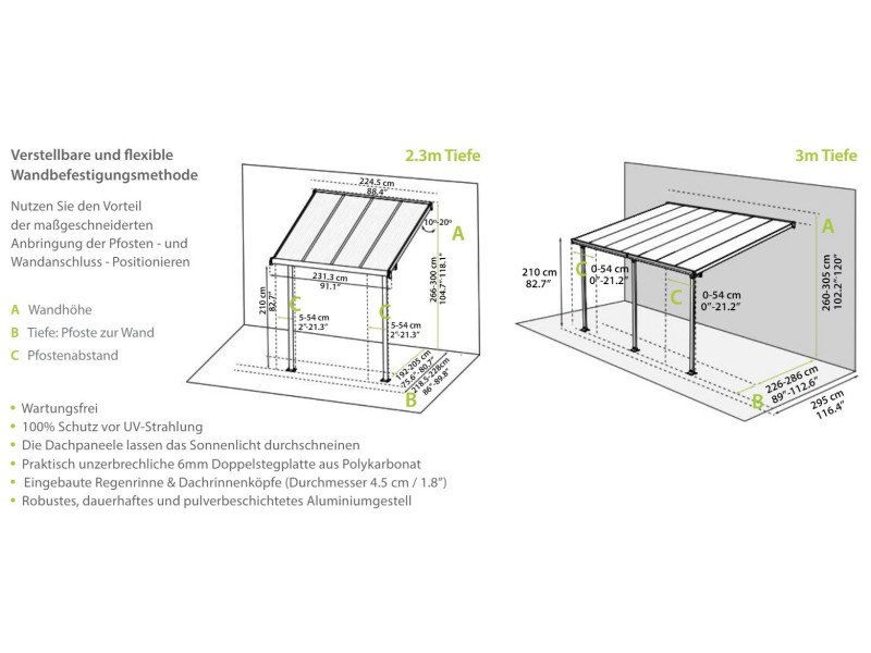Sierra - 3 x 4,34 m - siva/transparent