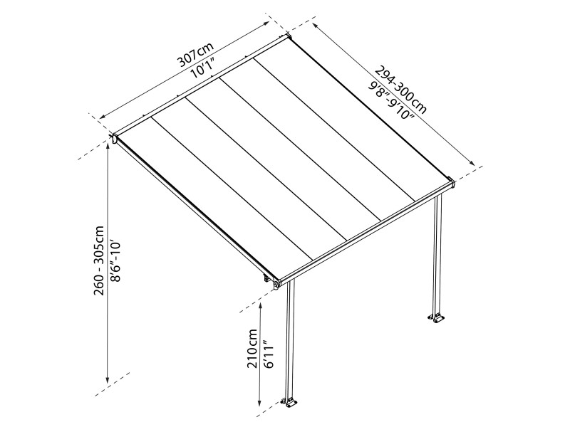 Feria - 3 x 3,07 m - bijela/transparent