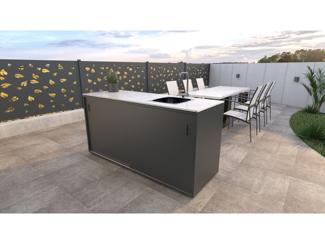 Modulare Outdoor Küche - Element mit Spüle auf der rechten Seite, Anthrazit