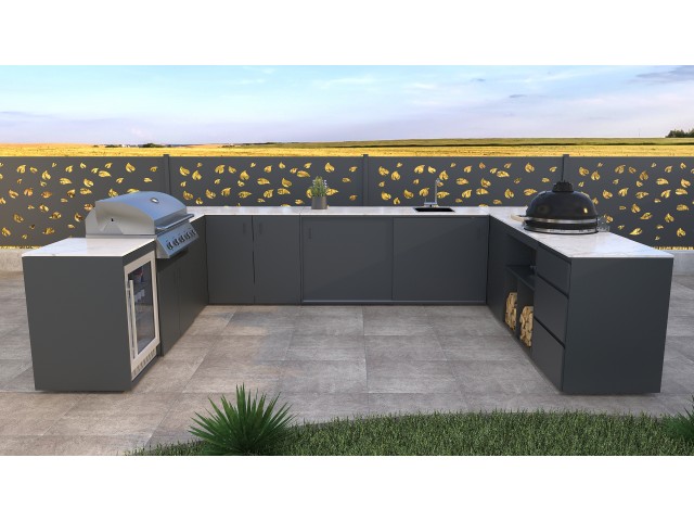 Modulare Outdoor Küche - Element mit Spüle auf der rechten Seite, Anthrazit