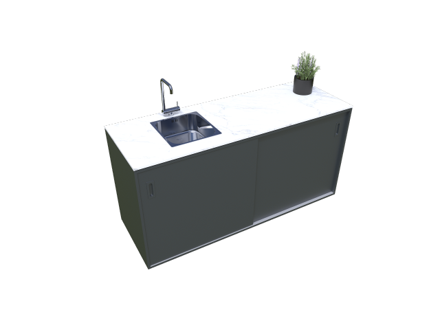 Modulare Outdoor Küche - Element mit Spüle, Anthrazit