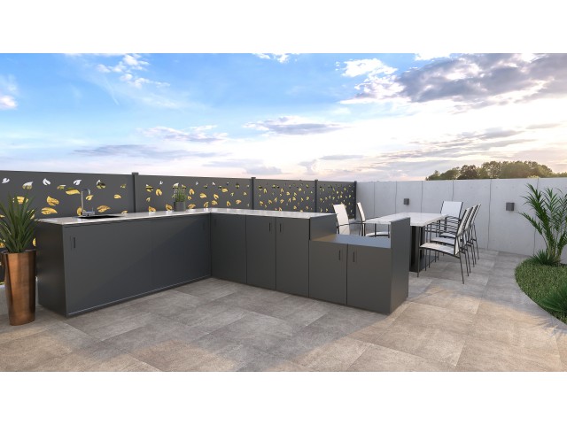 Modulare Outdoor Küche - Element mit Spüle, Anthrazit