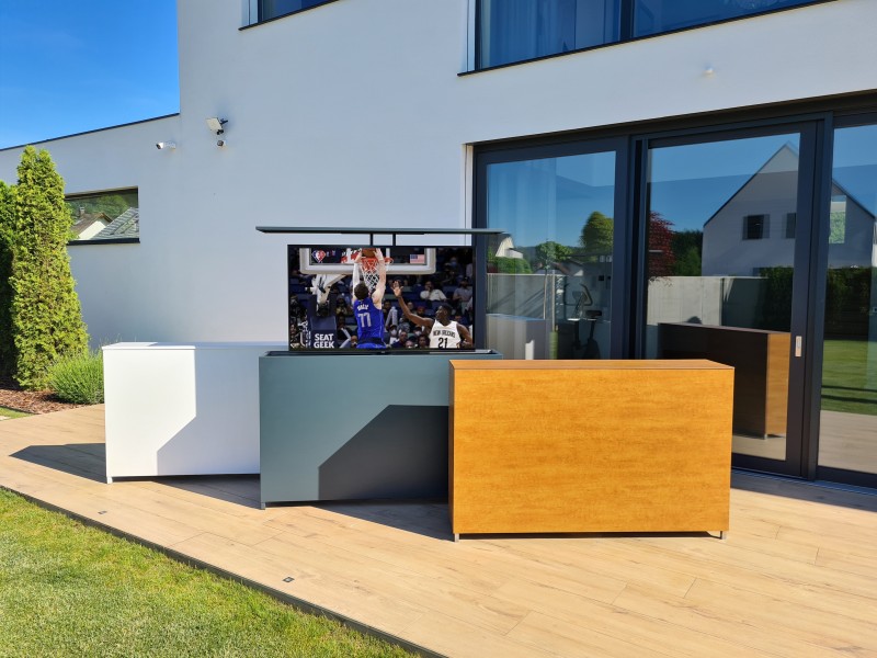 Outdoor TV Lift Schrank - pulverbeschichtetes Aluminium in weiß