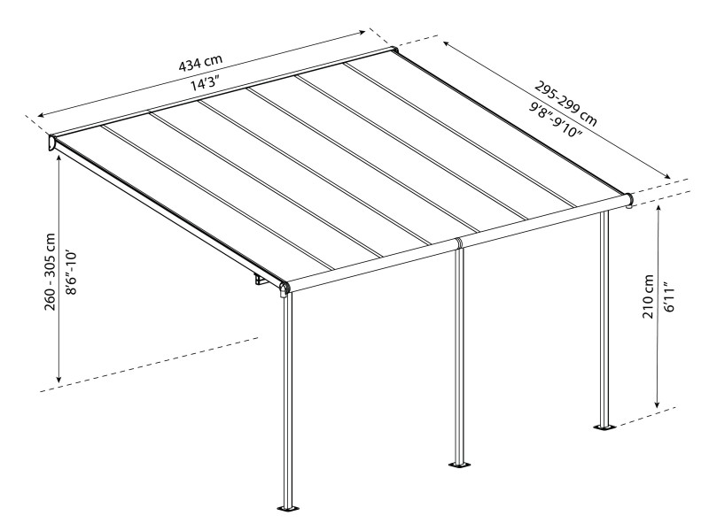 Sierra - 3 x 4,34 m - bijela/transparent