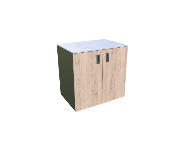 Modulare Outdoor Küche - Element mit Türen, Holzdekor – rustikale Eiche